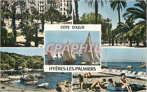 Moderne Karte Hyeres les Palmiers Cote d'Azur Bateaux Plage