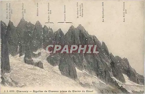 Cartes postales Chamonix Aiguilles de Charmoz prises du Glacier du Geant