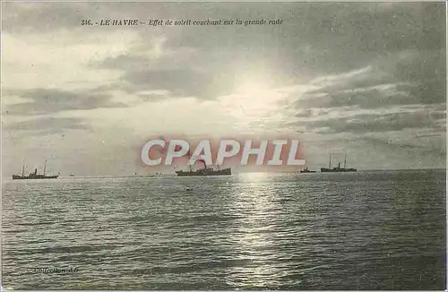 Cartes postales Le Havre Effet de Soleil Couchant sur la Grande Rade Bateaux