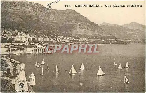 Cartes postales Monte Carlo Vue Generale et Regates Bateaux