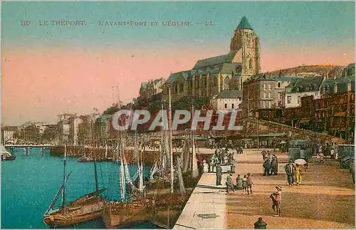 Ansichtskarte AK Le Treport L'Avant Port et l'Eglise Bateaux