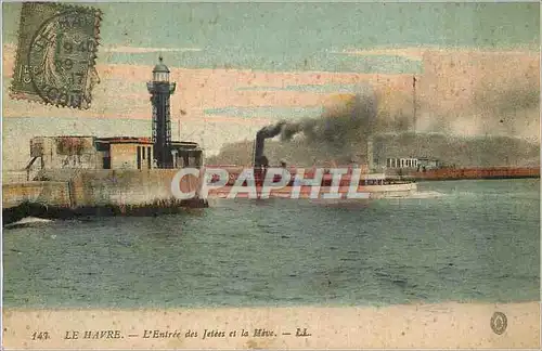 Cartes postales Le Havre L'Entree des Jetees Bateau