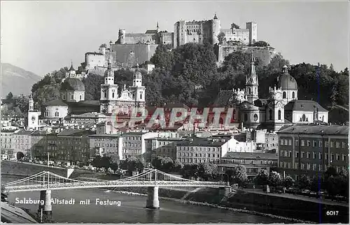 Moderne Karte Salzburg Altstadt mit Festung