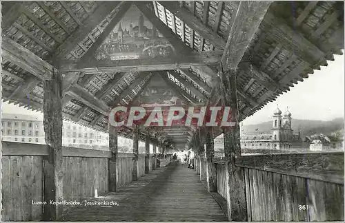 Cartes postales moderne Luzern Kapellbrucke Jesuitenkirche