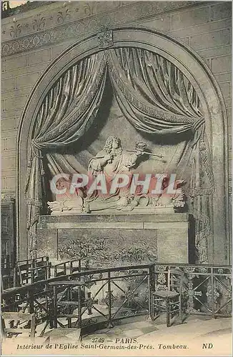 Cartes postales Paris Interieur de l'Eglise Saint Germain des Pres Tombeau