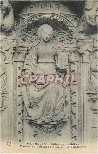 Cartes postales Rouen Cathedrale Detail du Tombeau des Cardinaux d'Amboise la Temperence
