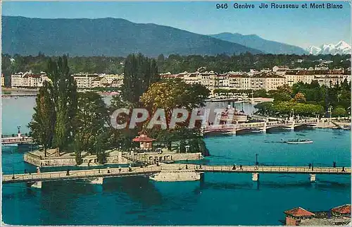 Cartes postales Geneve Jle Rousseau et Mont Blanc