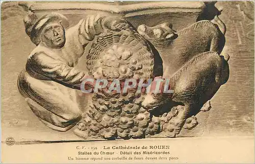 Cartes postales La Cathedrale Rouen Stalles du Choeur Detail des Misericordes