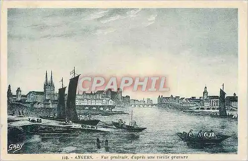 Ansichtskarte AK Angers Vue Generale d'apres une Vieille Gravure Bateaux