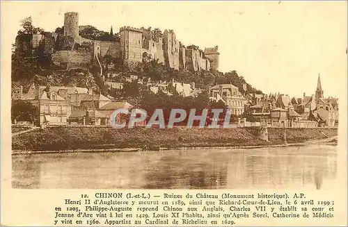 Ansichtskarte AK Chinon (I et L) Ruines du Chateau (Monument Historique)