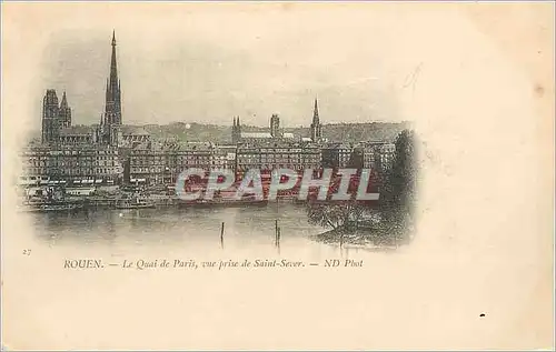 Cartes postales Rouen Le Quai de Paris vue prise de Saint Sever (carte 1900)