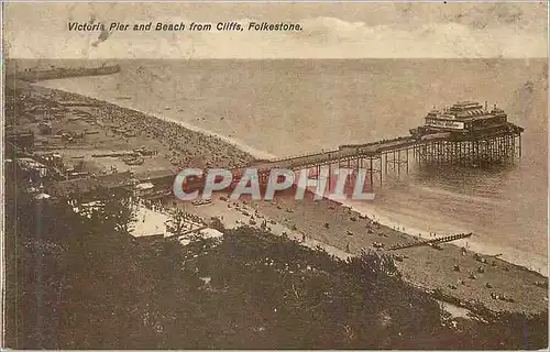 Ansichtskarte AK Folkestone Victoria Pier and Beach from Cliffs