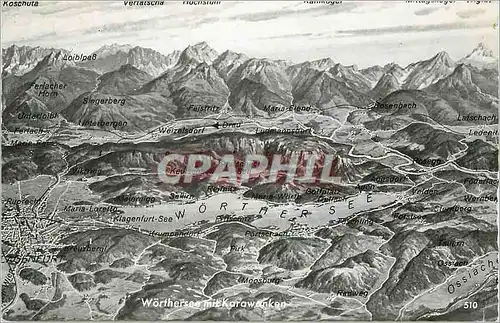 Moderne Karte Worthersee mit Karawanken