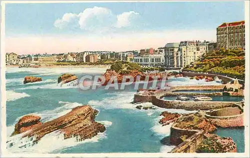 Moderne Karte Biarritz le Port des Pecheurs et le Casino