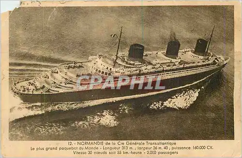 Ansichtskarte AK Normandie de la Cie Generale Transatlantique Bateau