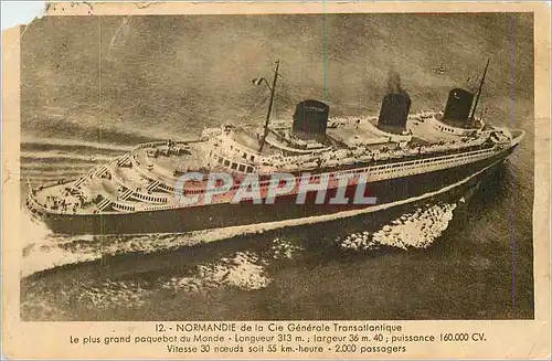 Cartes postales Normandie de la Cie Generale Transatlantique Bateau