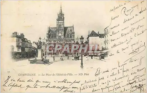 Cartes postales Compiegne La place de l'Hotel de Ville (carte 1900)