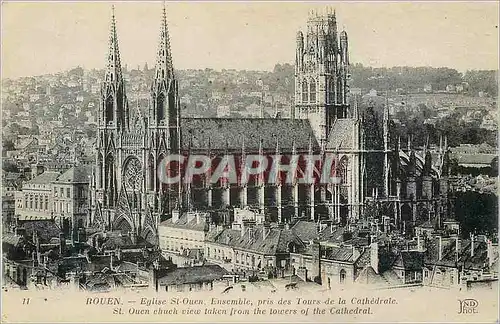 Cartes postales Rouen Eglise St Ouen Ensemble pris des Tours de la Cathedrale