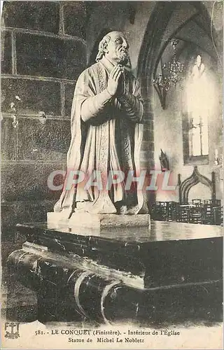 Cartes postales Le Conquet (Finistere) Interieur de l'Eglise Statue de Michel LE Nobletz