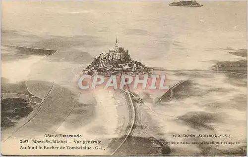 Cartes postales Le Mont Saint Michel Cote d'Emeraude Vue Generale Au fond le Rocher de Tombelaine