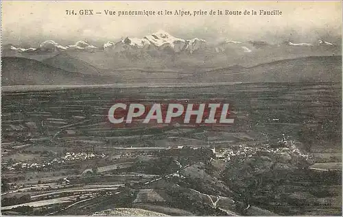 Cartes postales Gex Vue Panoramique et les Alpes prise de la Route de la Faucille