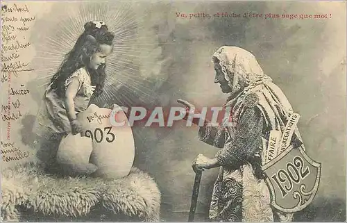 Cartes postales Ier Janvier Va Petite et Tache d'Etre plus sage que Moi