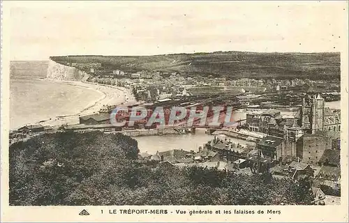 Cartes postales Le Treport Mers Vue generale et les falaises de Mers