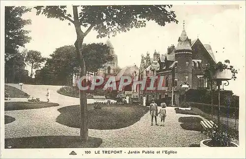 Cartes postales Le Treport Jardin Public et l'Eglise