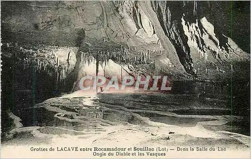 Ansichtskarte AK Grottes de Lacave entre Rocamadour et Souillac (Lot) Dans la Salle du Lac Ongie du Diable et les
