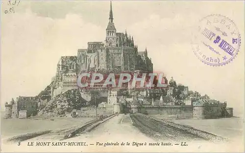Cartes postales Le Mont Saint Michel Vue generale de la Digue a maree haute
