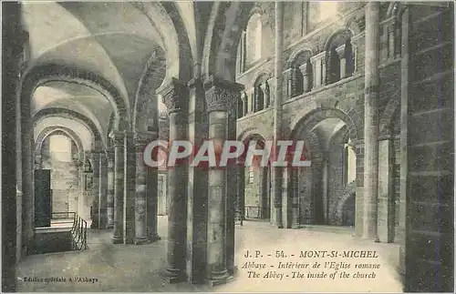 Cartes postales Le Mont Saint Michel Abbaye Interieur de l'Eglise romane