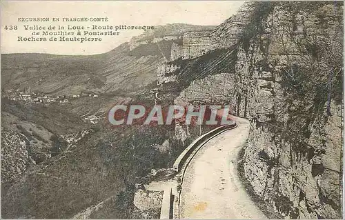 Cartes postales Excursion en Franche Comte Vallee de la Loue Route pittoresque de Mouthier a Pontepiler Rochers
