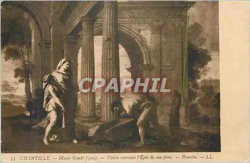 Cartes postales Chantilly Musee Condee (300) Thesee retrouve l'Epee de son pere Poussin