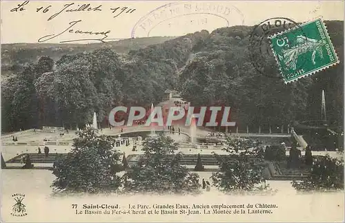 Cartes postales Saint Cloud Le Parc Grandes Eaux Ancien emplacement du Chateau Le Bassin du Fer a Cheval et le B