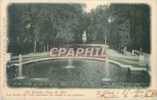 Cartes postales Les Grandes Eaux du Parc Les bassins des Trois Bouillons des Chiens et des Goulottes