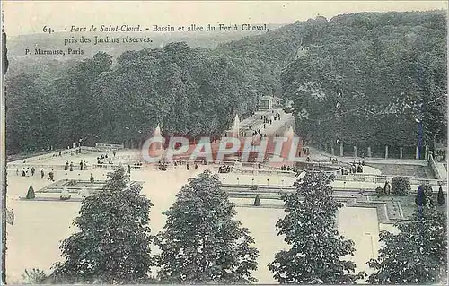 Cartes postales Saint Cloud Le Parc Bassin et allee du Fer a Chevel pris des Jardins reserves