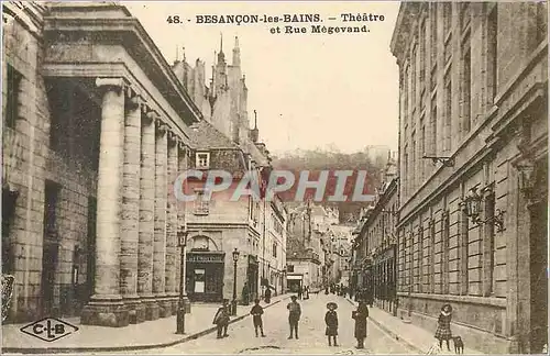 Ansichtskarte AK Besancon les Bains Theatre et Rue Megevand