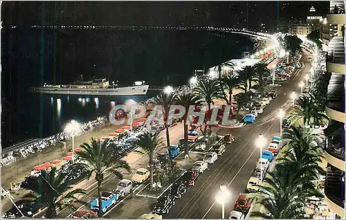 Cartes postales moderne Nice la Nuit Promenade en Mer La Cote d'Azur