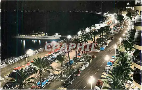 Moderne Karte Nice la Nuit Promenade en Mer La Cote d'Azur