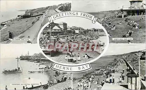 Cartes postales moderne Greetings from Herne Bay The downs East Cliff Promenade and central Bandstand King's hall East C
