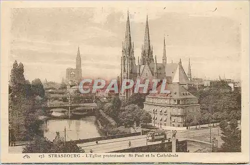 Cartes postales Strasbourg L'Eglise protestante St Paul et la Cathedrale