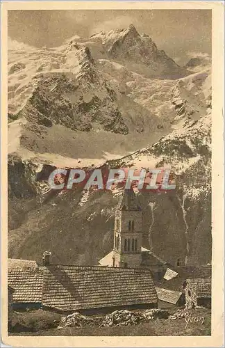 Ansichtskarte AK Les Alpes La Meije et le vieux Clocher Roman du Village des Terrasses