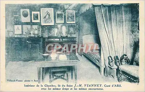 Cartes postales Villand Vernu Interieur de la Chambre Lit du Saint J M Vianney Cure d'Ars avec les memes draps e