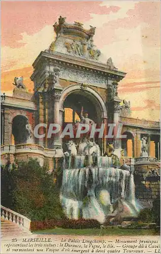 Cartes postales Marseille Le Palais Longchamp Monument principal representant les trois statues La Durance La vi