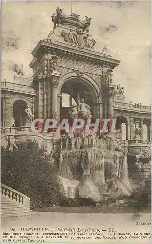 Ansichtskarte AK Marseille Le Palais Longchamp Monument principal representant les Trois statues