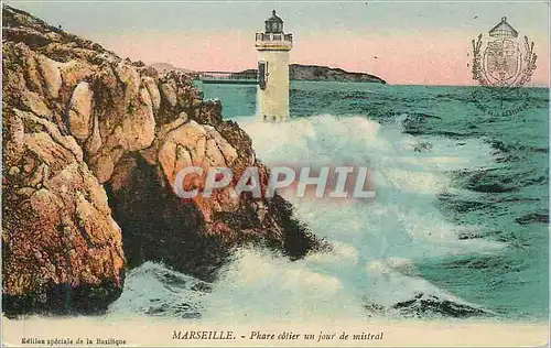 Ansichtskarte AK Marseille Phare cotier un jour de mistral