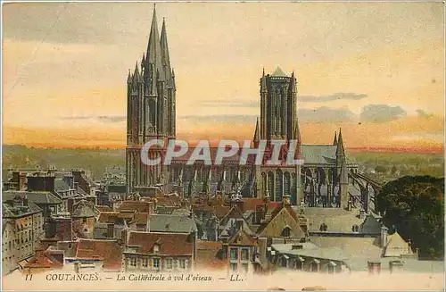 Cartes postales Coutances La Cathedrale a vol d'oiseau