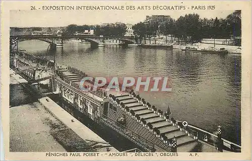 Cartes postales Exposition internationale des Arts decoratifs Paris 1925 Peniches Paul Poiret Amours Delices Org