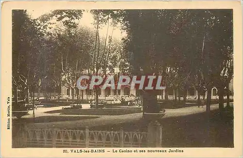 Cartes postales Vals les Bains Le Casino et ses nouveaux Jardins