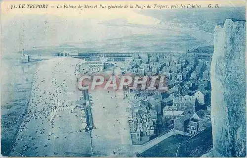 Cartes postales Le Treport La Falaise de Mers et Vue generale de la Plage du Treport pris des Falaise